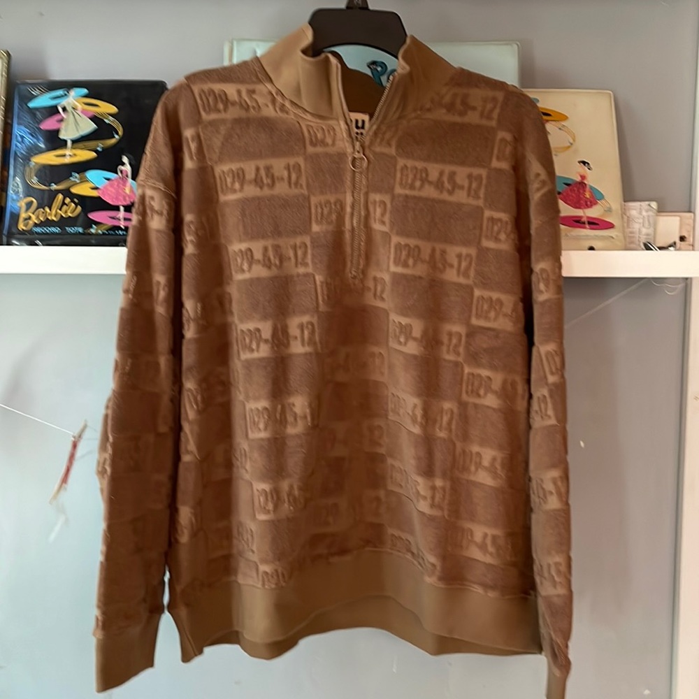 nuhu Division jacquard Terry Quarter Zip Sweatshirt L